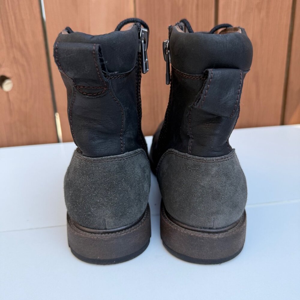 Mens Dockers Black Leather & Suede Lace-Up Ankle Boots Size 8M - Picture 3 of 9